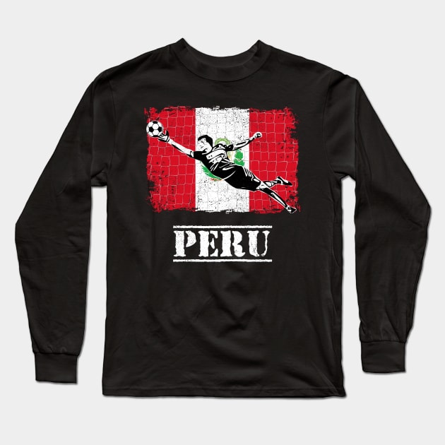 Peru Soccer Goalie Goal Keeper Shirt Long Sleeve T-Shirt by zeno27